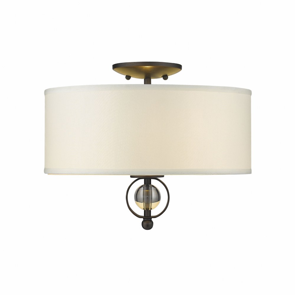 Golden Lighting-1030-FM RBZ-Cerchi - 2 Light Flush Mount in Eclectic style - 11.5 Inches high by 15 Inches wide Rubbed Bronze  Chrome Finish with Etched Opal Glass